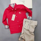 Boy Burberry Set_Red Top & Brown Knicker