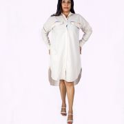 Beige High & Low Shirt Dress