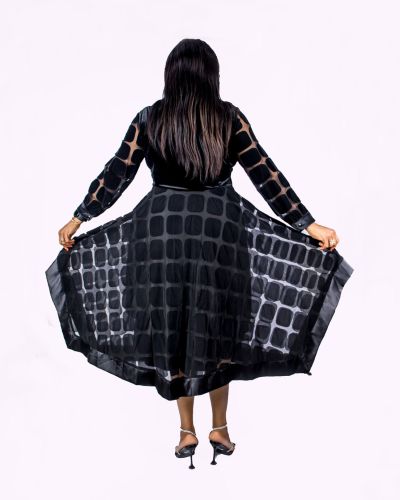 Black Asymmetric Velvet Dress