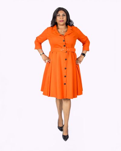 Orange Belted Dress