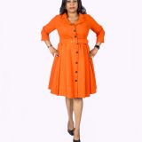Orange Belted Dress