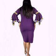 Purple Stoned Dress with Mesh Sleeve