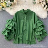 3 Layered Sleeve Blouse - Green