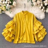 3 Layered Sleeve Blouse - Yellow